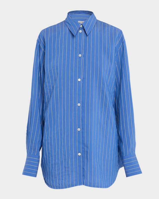 Summer Striped Cotton Button-Down Shirt
